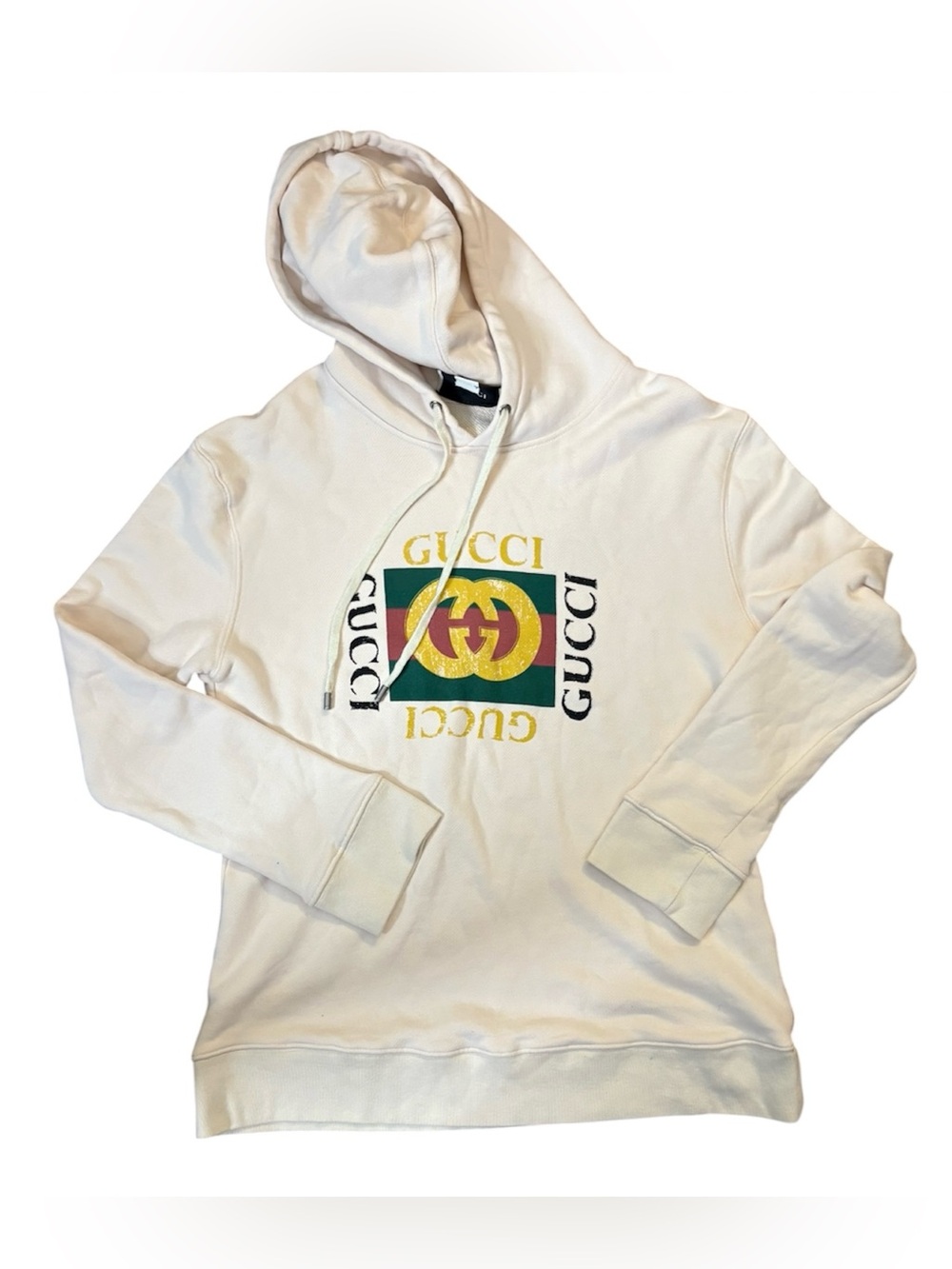 Gucci distressed logo hoodie size L